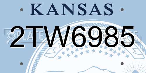 2TW6985 Kansas License Plate