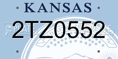 2TZ0552 Kansas License Plate