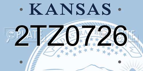 2TZ0726 Kansas License Plate