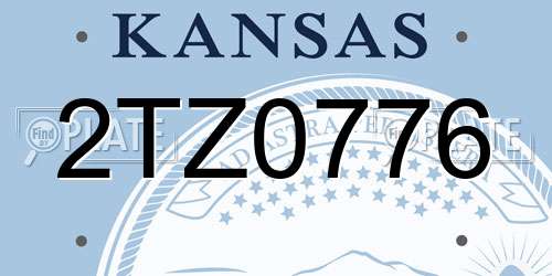 2TZ0776 Kansas License Plate