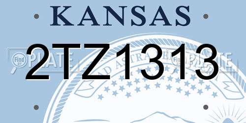 2TZ1313 Kansas License Plate