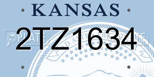 2TZ1634 Kansas License Plate