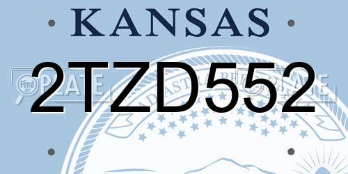 2TZD552 Kansas License Plate