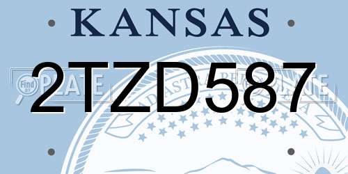 2TZD587 Kansas License Plate