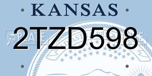 2TZD598 Kansas License Plate