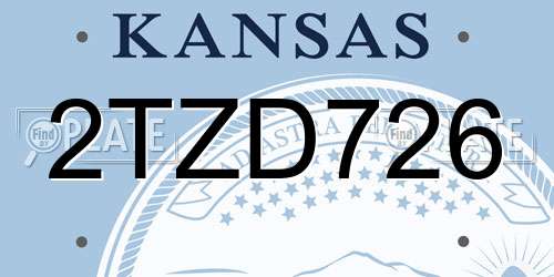 2TZD726 Kansas License Plate