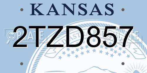 2TZD857 Kansas License Plate
