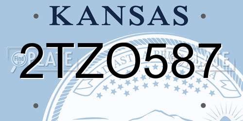 2TZO587 Kansas License Plate
