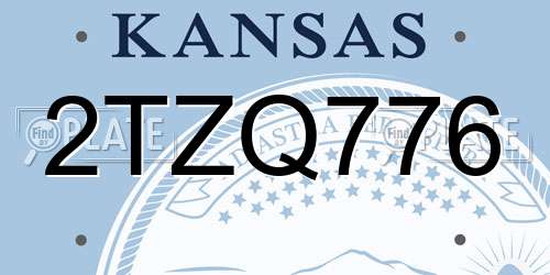 2TZQ776 Kansas License Plate