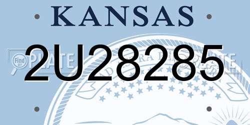 2U28285 Kansas License Plate