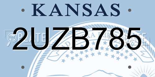 2UZB785 Kansas License Plate