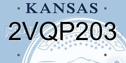 2VQP203 Kansas License Plate