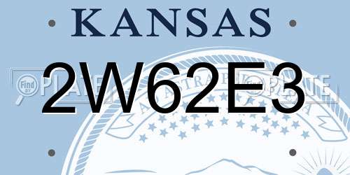 2W62E3 Kansas License Plate
