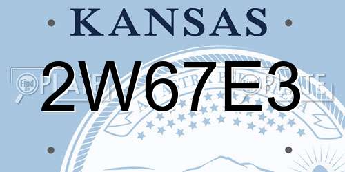 2W67E3 Kansas License Plate