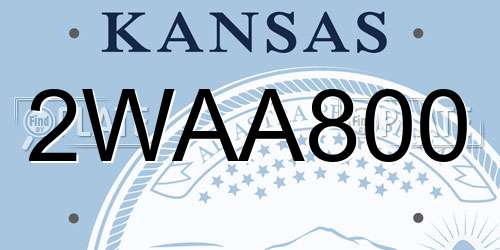 2WAA800 Kansas License Plate