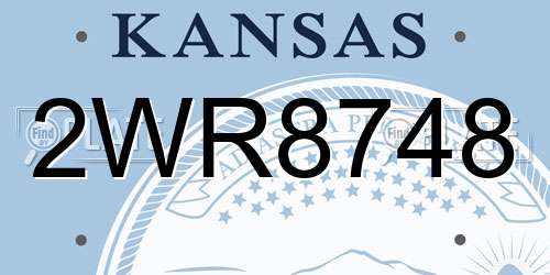 2WR8748 Kansas License Plate