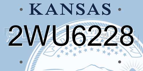 2WU6228 Kansas License Plate
