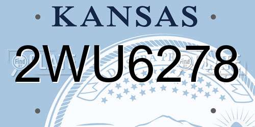 2WU6278 Kansas License Plate