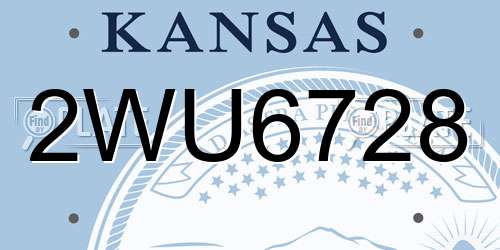 2WU6728 Kansas License Plate