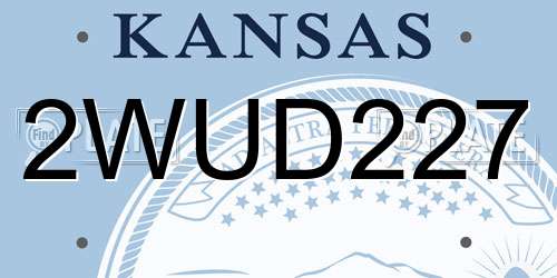 2WUD227 Kansas License Plate