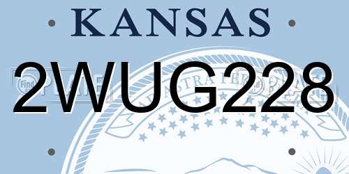 2WUG228 Kansas License Plate