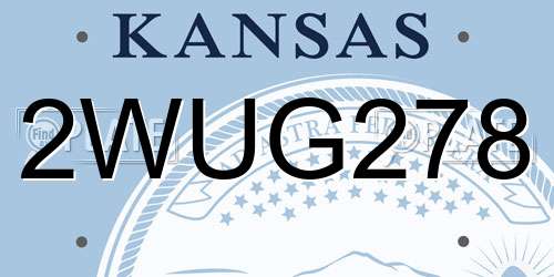 2WUG278 Kansas License Plate