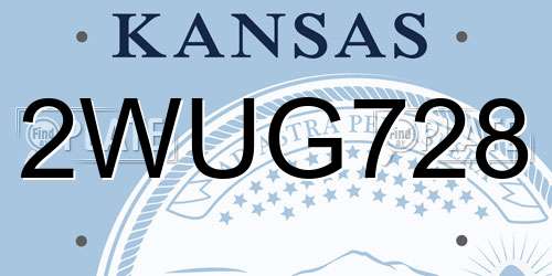 2WUG728 Kansas License Plate
