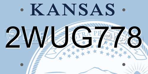 2WUG778 Kansas License Plate