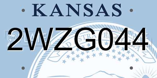 2WZG044 Kansas License Plate