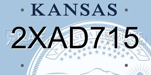 2XAD715 Kansas License Plate