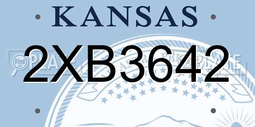 2XB3642 Kansas License Plate