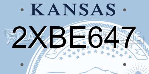 2XBE647 Kansas License Plate