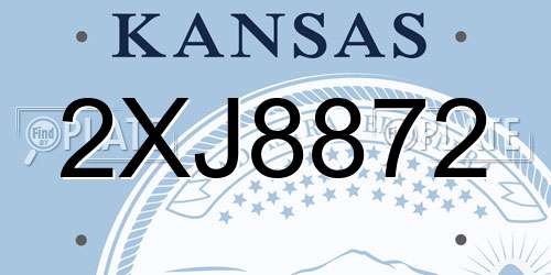 2XJ8872 Kansas License Plate
