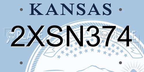 2XSN374 Kansas License Plate