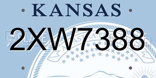 2XW7388 Kansas License Plate