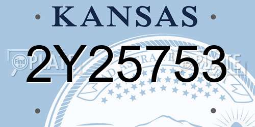 2Y25753 Kansas License Plate