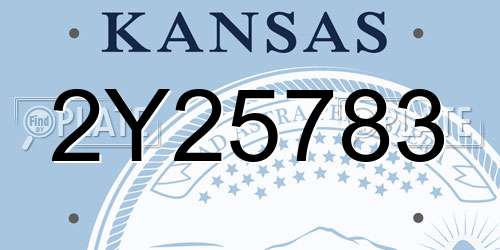 2Y25783 Kansas License Plate