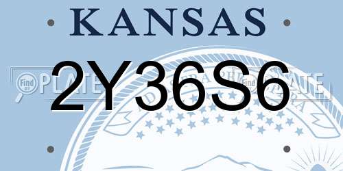 2Y36S6 Kansas License Plate