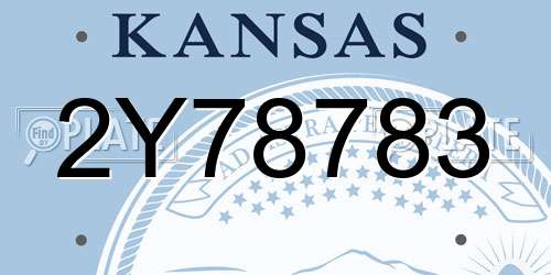 2Y78783 Kansas License Plate