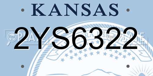 2YS6322 Kansas License Plate