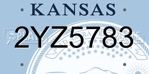 2YZ5783 Kansas License Plate
