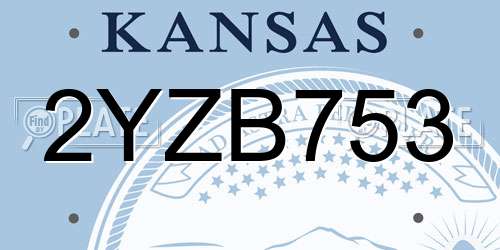 2YZB753 Kansas License Plate