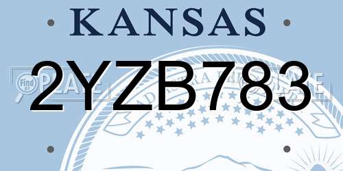 2YZB783 Kansas License Plate