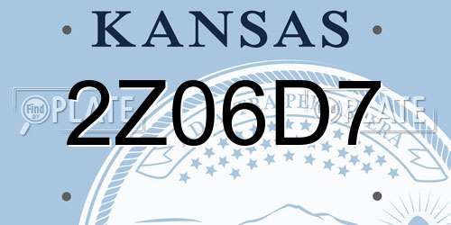 2Z06D7 Kansas License Plate