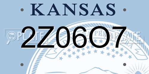 2Z06O7 Kansas License Plate