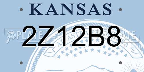 2Z12B8 Kansas License Plate