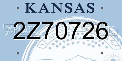 2Z70726 Kansas License Plate