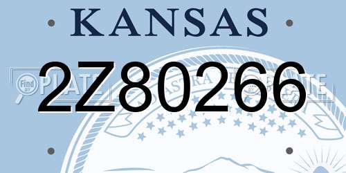 2Z80266 Kansas License Plate
