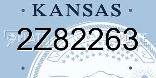 2Z82263 Kansas License Plate