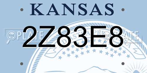 2Z83E8 Kansas License Plate